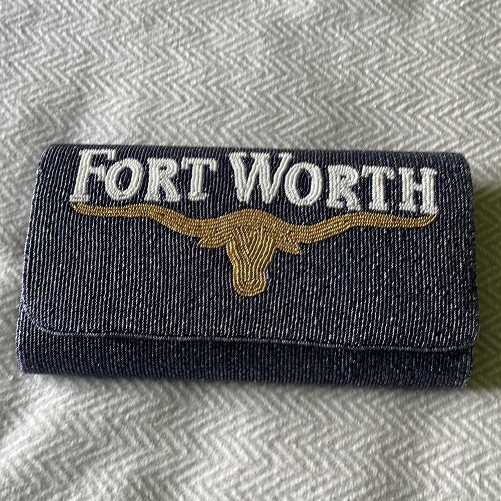 Casey Co Spirit Fort Ft Worth beaded purse bag optional gold shoulder chain NEW